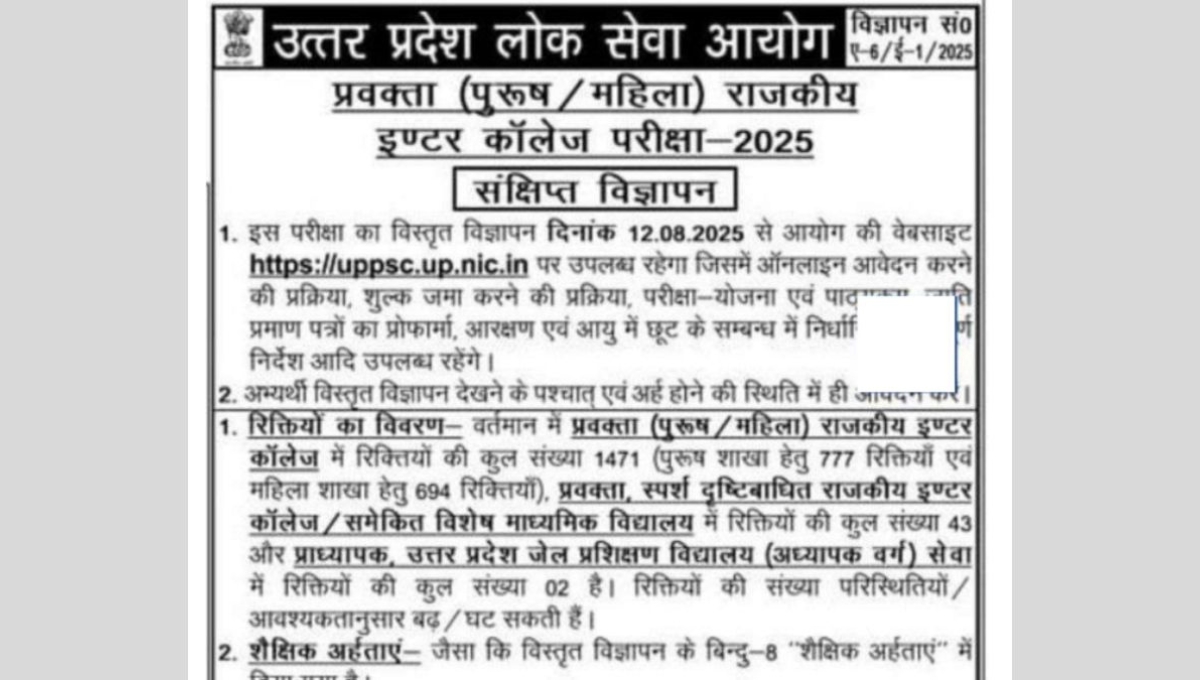 UPPSC GIC Lecturer Recruitment 2025: A Golden Opportunity for Aspiring Teachers