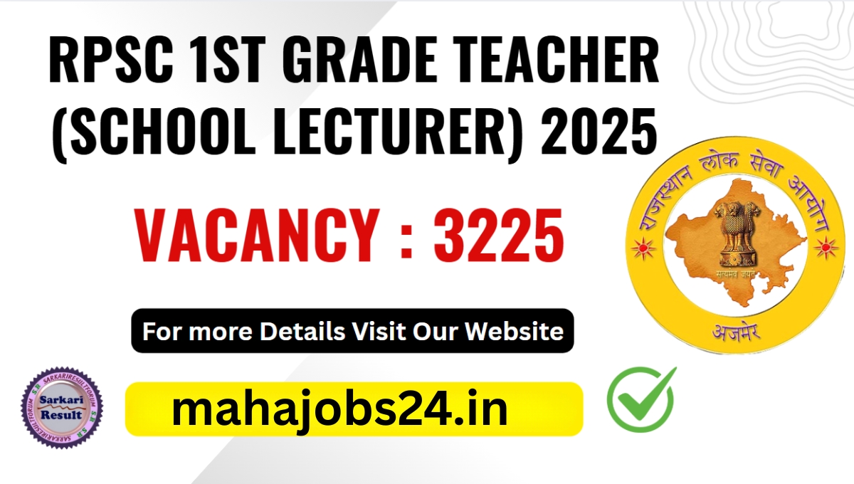 RPSC 1st Grade Teacher Recruitment 2025: Applications started for 3225 posts, apply now